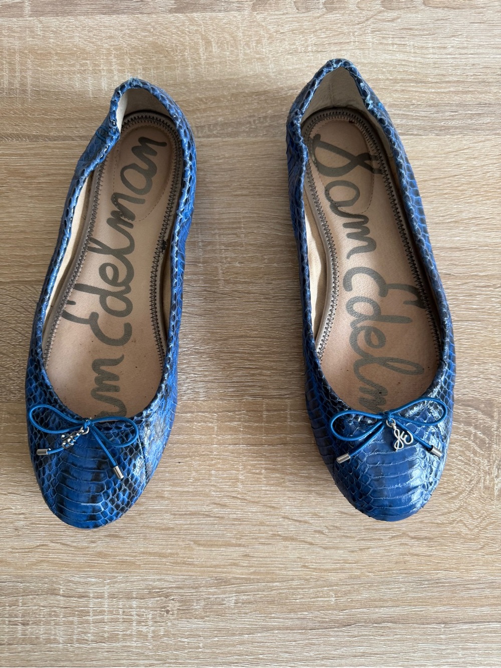 Sam Edelman Felicia Ballet Flat Snakeskin Blue Women’s Sz 7.5
